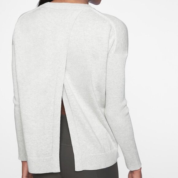Athleta Silk Light Heatehred Grey Highlands Crossback Sweater Size XXS Soft Knit - Picture 1 of 15